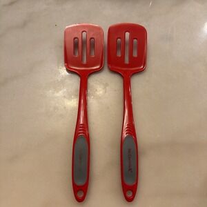 Set Of 2 McCormick Red Slotted Spatula Flipper Turner 13-1/2"